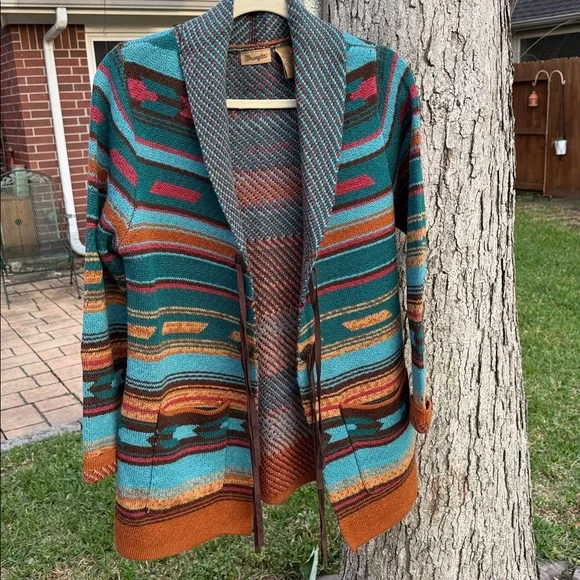 Wrangler Teal and Brown women Cardigan - Picture 4 of 7